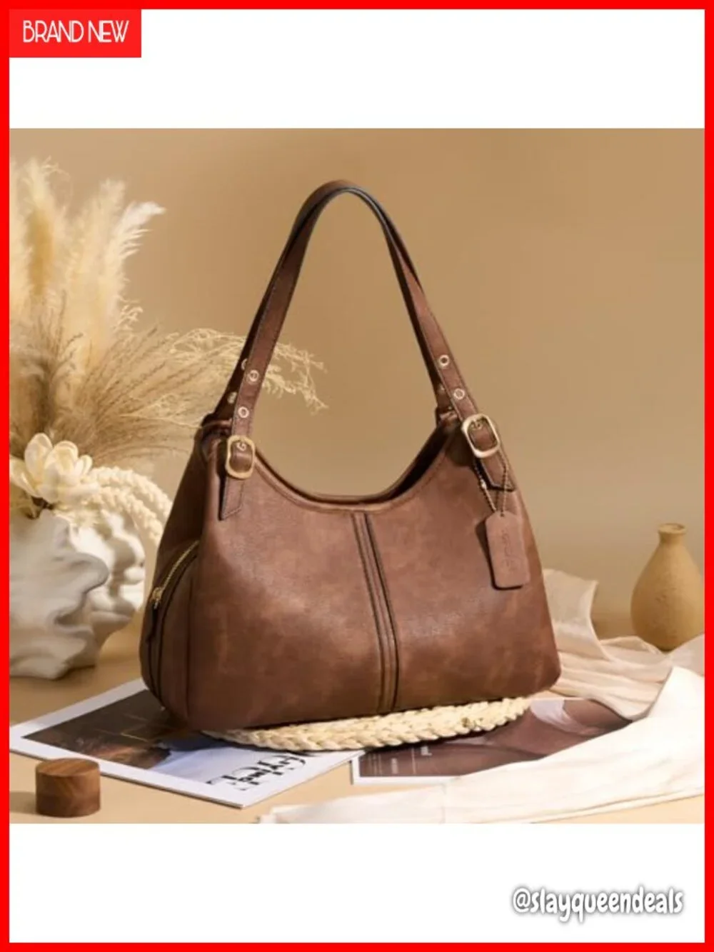 Vintage Soft PU Leather Hobo Shoulder Bag Slouchy Everyday Purse
